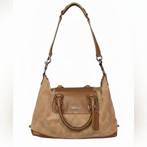 Coach Ashley Tan Leather & Suede Two-Way Satchel - EUC!